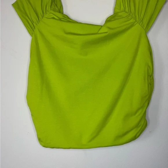 Zara Lime Ruched Crop Top – Size L - Picture 12 of 13